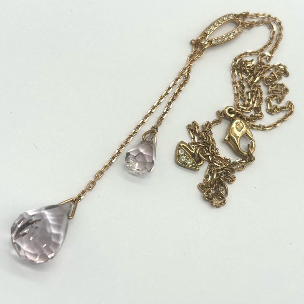 Swarovski Crystal Lunar Rose Gold Light Pink Lariat Necklace